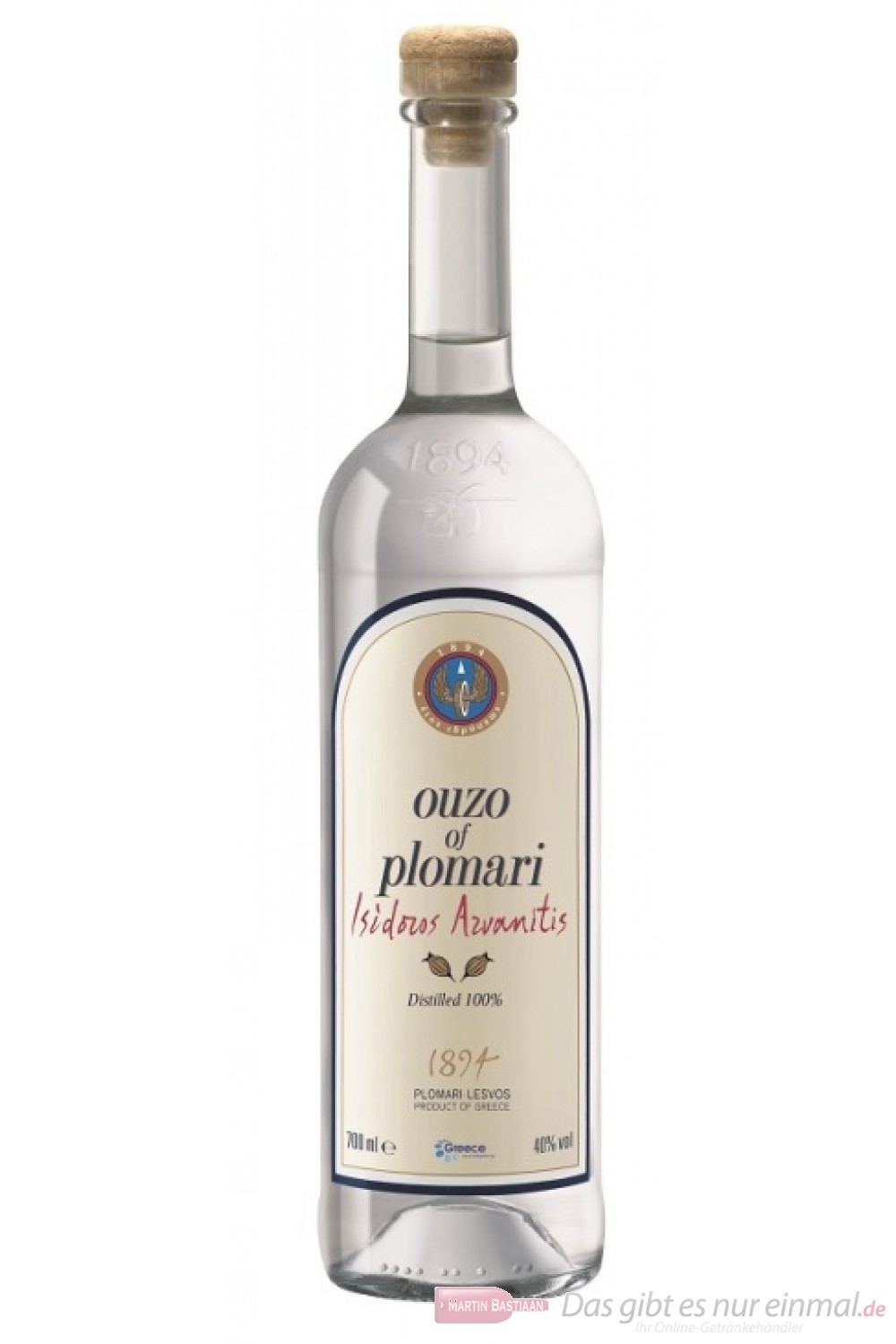 Ouzo of Plomari 40% 0,7l Flasche